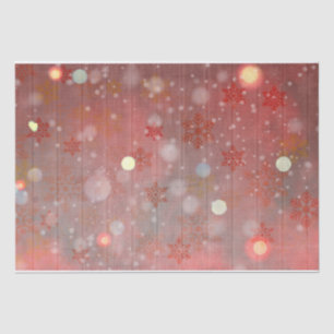 Papier Mousseline Winter Wonderland Red Snowflakes Sur Le Bois