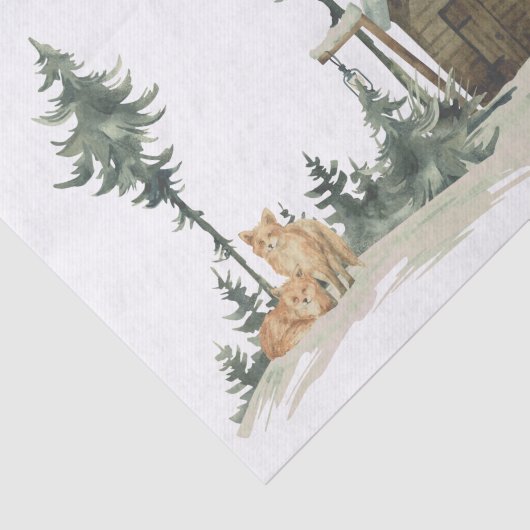 Papier Mousseline Winter Wonderland Renards Découpage (Détail)