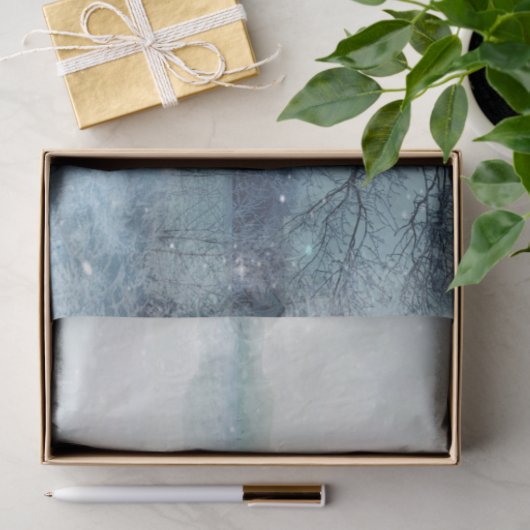 Papier Mousseline Winter Wonderland Snowy Forest and Pond Decoupage (Cadeau)