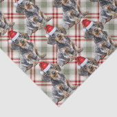 Papier Mousseline Wire Haired Dachshund Santa Dog Plaid Christmas (Détail)