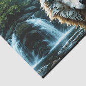 Papier Mousseline Wolf debout dans la rivière avec des fleurs (Détail)