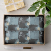 Papier Mousseline Wolf Howling À Moon Design Motif (Cadeau)