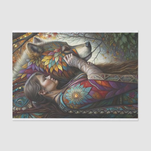 Papier Mousseline Wolf Maiden Découpage (Recto)