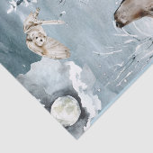 Papier Mousseline Wolf Moon Paysage hivernal Chouette aquarelle (Détail)
