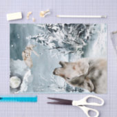 Papier Mousseline Wolf Moon Paysage hivernal Chouette aquarelle (Artisanat)