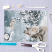 Papier Mousseline Wolf Moon Paysage hivernal Chouette aquarelle (Artisanat)