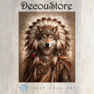 Papier Mousseline Wolf of the Sacred Feathers Decoupage