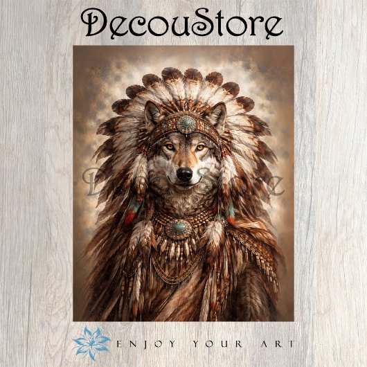 Papier Mousseline Wolf of the Sacred Feathers Decoupage