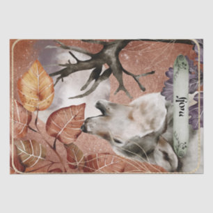 Papier Mousseline Wolf Watercolor Fall mystérieuse Automne Oracle