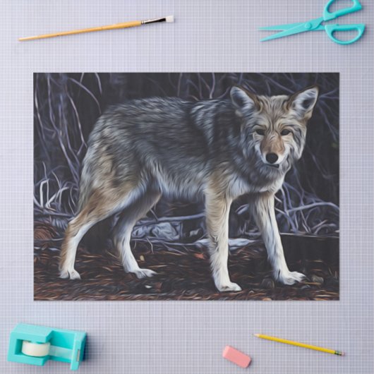 Papier Mousseline Wolf Wolves Belle aquarelle Découpage (Artisanat)