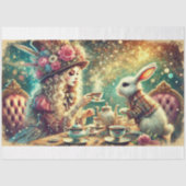 Papier Mousseline Wonderland Magic Girl and Rabbit Teatime Decoupage (Recto)
