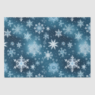 Papier Mousseline Wonderland Snowflakes Snowfall Blue White