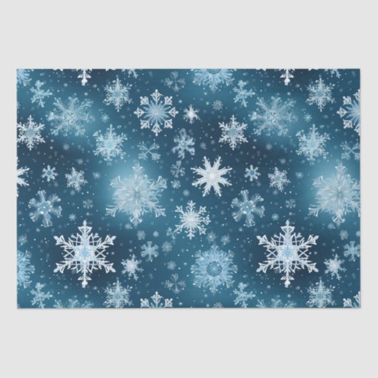Papier Mousseline Wonderland Snowflakes Snowfall Blue White (Recto)