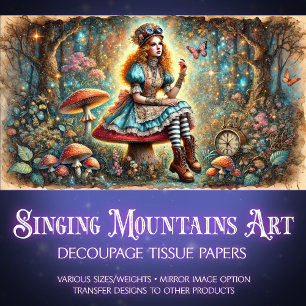 Papier Mousseline Wonderland Steampunk Alice Imaginaire Art Découpag