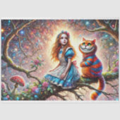 Papier Mousseline Wonderland Treetop Alice Cheshire Cat Decoupage (Recto)