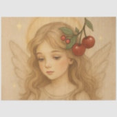Papier Mousseline Woodland Christmas Angel with Cherries (Recto)