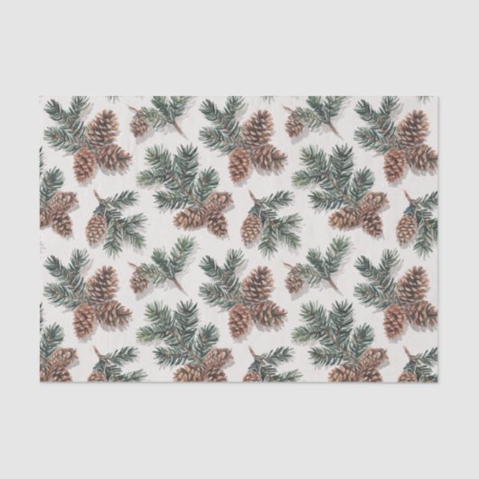 Papier Mousseline Woodland Evergreen and Pinecone (Recto)