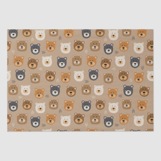 Papier Mousseline Woodland Ours mignons enfants (Recto)