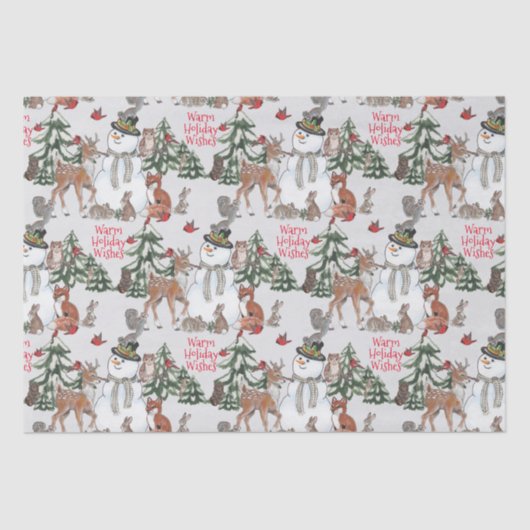 Papier Mousseline Woodland Snowman Deer Fox Noël Wings Grey (Recto)