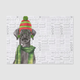 Papier Mousseline Woof Word Art et Christmas Black Labrador