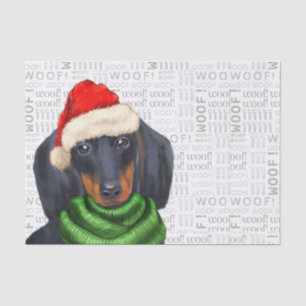 Papier Mousseline Woof Word Art et Christmas Dachshund Chig