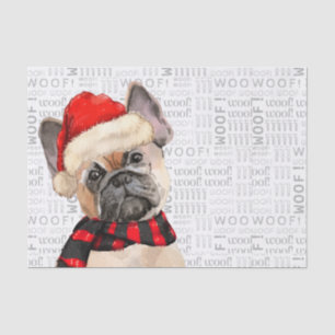 Papier Mousseline Woof Word Art et French Bulldog Christmas