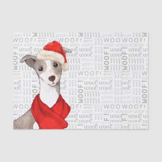 Papier Mousseline Woof Word Art et italien Greyhound Christmas (Recto)