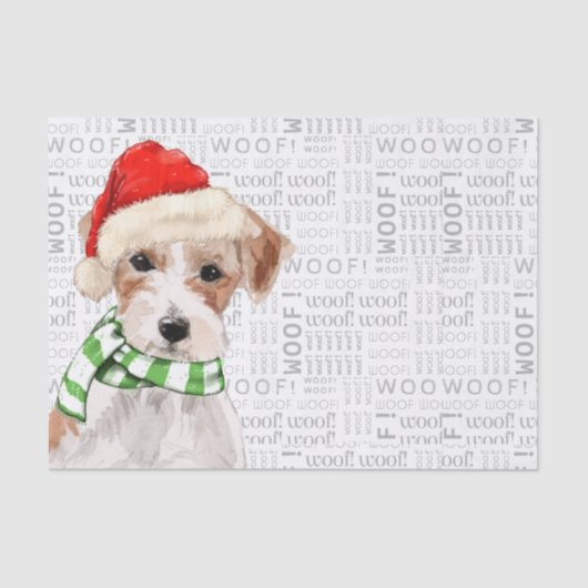 Papier Mousseline Woof Word Art et Noël Jack Russell Chig (Recto)