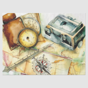 Papier Mousseline "World Expedition Chic : Cartes & Voyages"