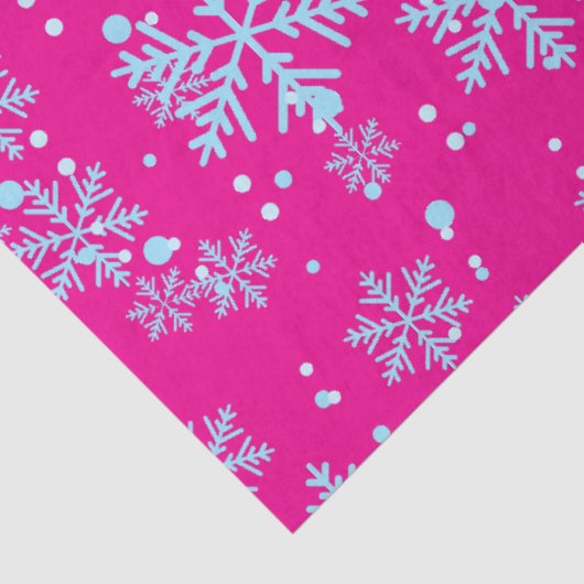 Papier Mousseline Wrapping Paper, Bright Fuchsia Snowflakes (Détail)