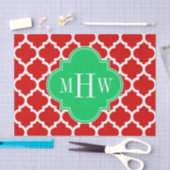 Papier Mousseline Xmas Rouge Blanc Marocain #5 Emerald Nom Monogramm (Artisanat)