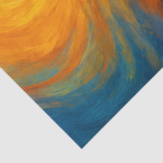 Papier Mousseline yellow and blue swirl sun energy abstract (Détail)