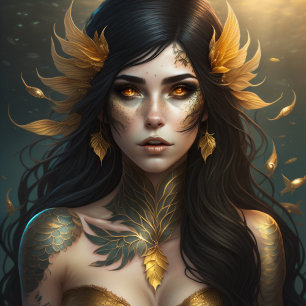 Papier Mousseline Yellow Gold Queen of the Forest Portrait 