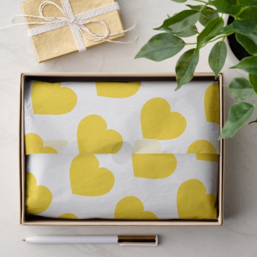 Papier Mousseline Yellow Heart Modern Happy Friendship Sweet Joyful (Cadeau)