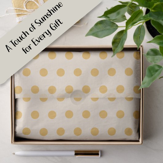 Papier Mousseline Yellow Ivory Cream Beige Polka Dots