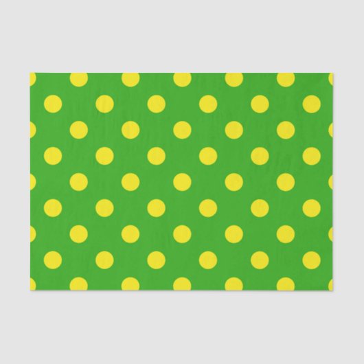 Papier Mousseline Yellow On Green Polka Dots Pattern Design  (Recto)