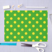 Papier Mousseline Yellow On Green Polka Dots Pattern Design  (Artisanat)