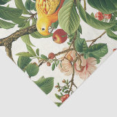 Papier Mousseline Yellow Parakeet Perched on Tropical Flowers Branch (Détail)