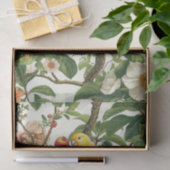 Papier Mousseline Yellow Parakeet Perched on Tropical Flowers Branch (Cadeau)