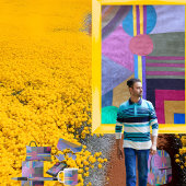 Papier Mousseline "Yellow Pathway"