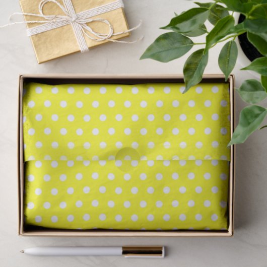 Papier Mousseline Yellow Polka (Cadeau)