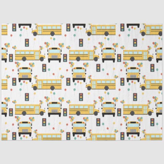 Papier Mousseline Yellow School Bus Kids Birthday Party (Recto)
