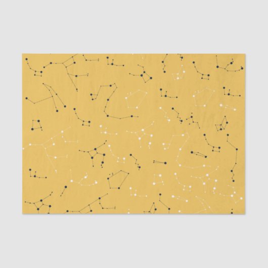 Papier Mousseline Yellow Star Constellation Tissue Paper (Recto)