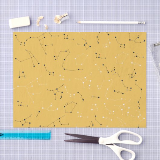 Papier Mousseline Yellow Star Constellation Tissue Paper (Artisanat)