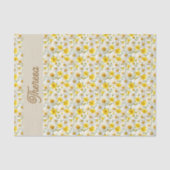 Papier Mousseline Yellow Watercolor Wildflowers Pattern  (Recto)