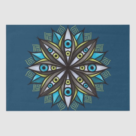 Papier Mousseline Yeux psychédéliques Double Iris Fleur Mandala Horr (Recto)