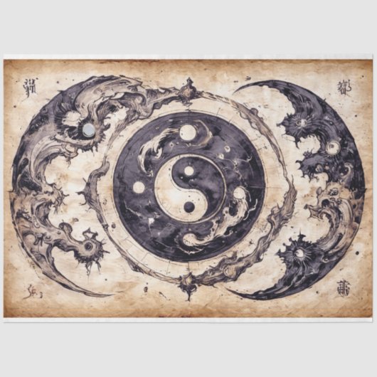 Papier Mousseline Yin et Yang en parchemin - (Recto)