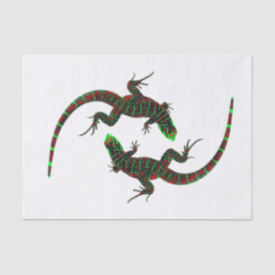 Papier Mousseline Yin Yang Lizards Blanc