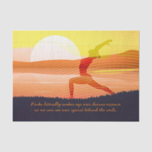 Papier Mousseline Yoga Enseignant Soleil Salutation Moitié Lune Pose