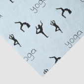 Papier Mousseline Yoga pose et texte motif sur bleu (Détail)
